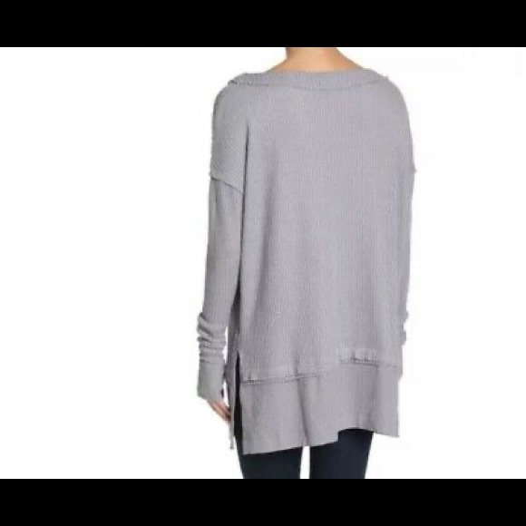 WE THE FREE PEOPLE North Shore Storm Grey Waffle Thermal Tunic Lounge Top XS - Picture 3 of 8